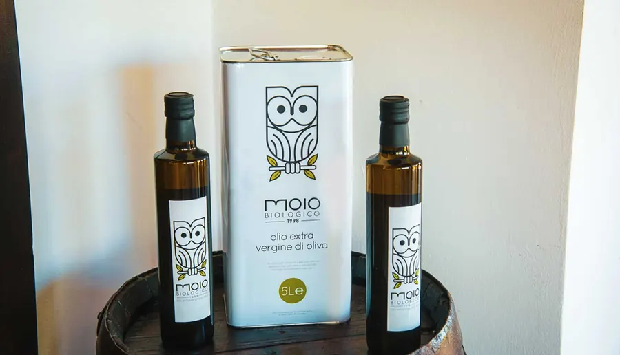 Bottiglie e latta di olio extravergine biologico Moio